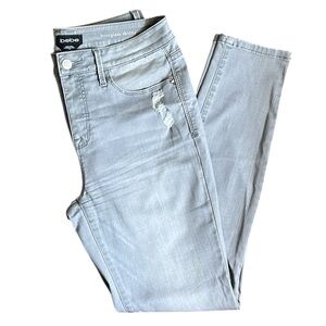 Bebe Sexy Stretch Light Gray Hourglass Skinny Jeans Size 29 Coastal Cowgirl Y2K
